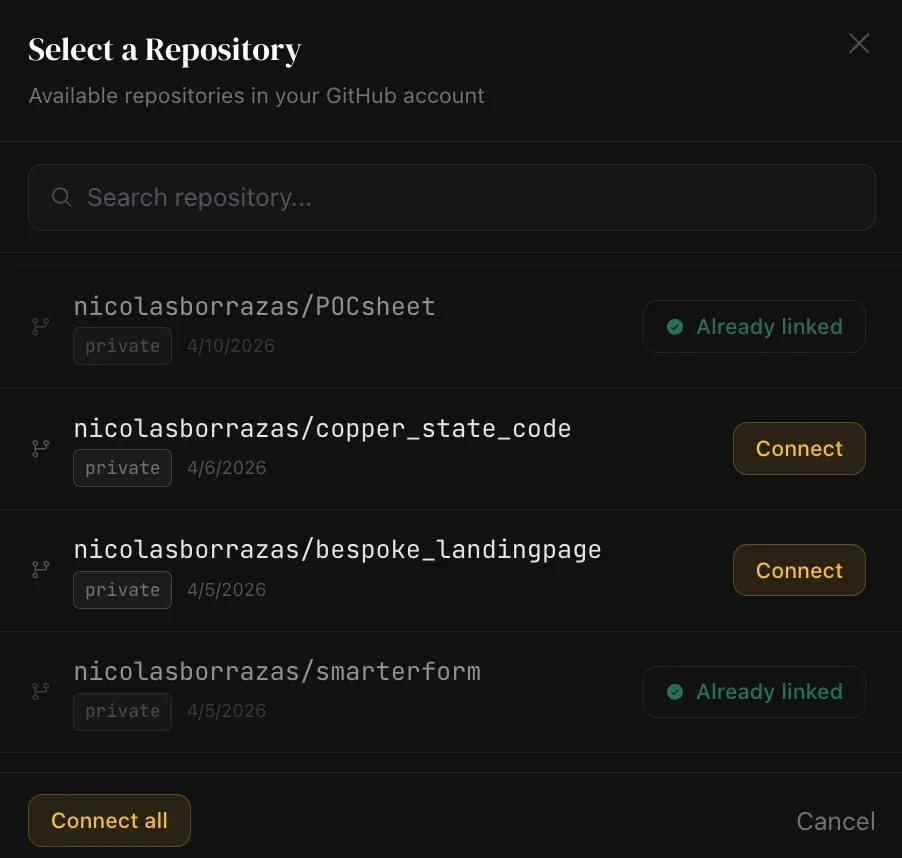 Link your repository